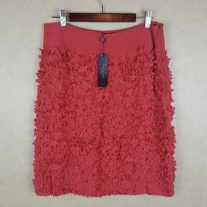 Talbots 100% Silk Coral Petal Pencil Skirt, Sz 6P